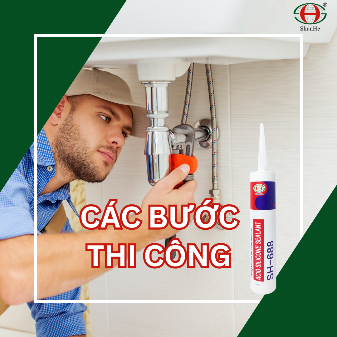 Các Bước Thi Công Keo Silicone Shunhe Cho Bồn Rửa Bát: